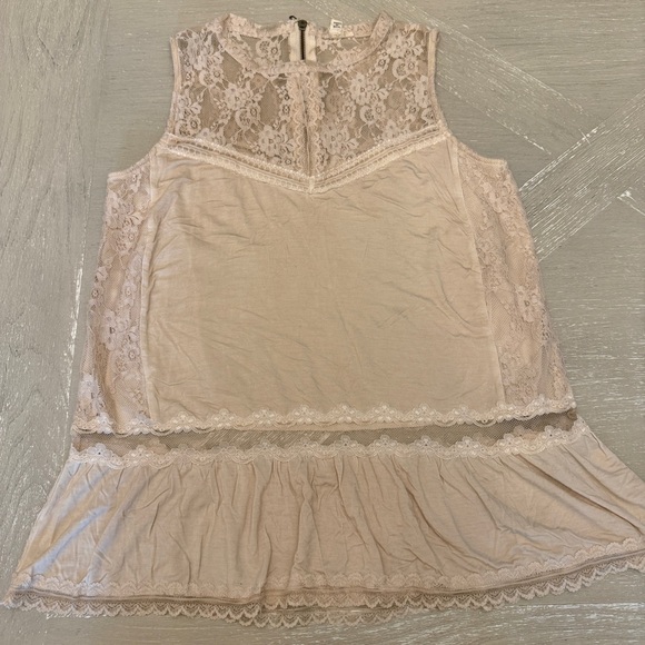POL Tops - POL Cream Lace Peplum Camisole Tank Top